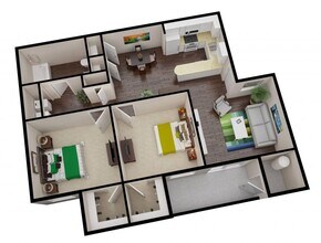 Two Bed One Bath 2171 floor plan